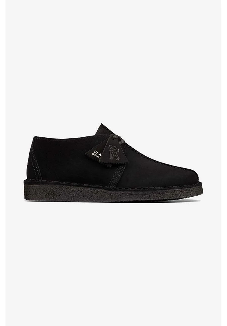obrazek 1 Clarks Originals półbuty zamszowe damskie kolor czarny na płaskim obcasie