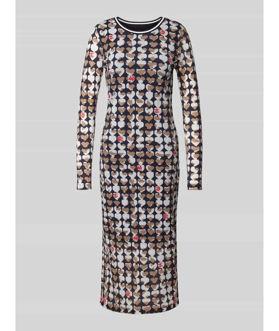 obrazek 1 Sukienka midi z prążkowanym, okrągłym dekoltem