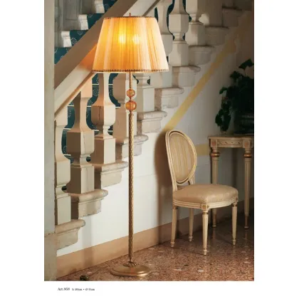 Zdjęcie Lampa podłogowa z kulą ze szkła Murano z kloszem z jedwabiu i szyfonu – Il Paralume Marina