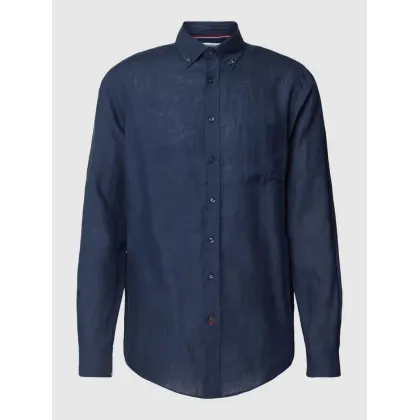 Zdjęcie Koszula lniana o kroju regular fit z kołnierzykiem typu button down