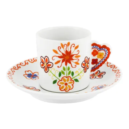 Zdjęcie Filiżanka do kawy ze spodkiem z porcelany Vila Verde z motywem nawiązującym do święta Walentynek - Vista Alegre