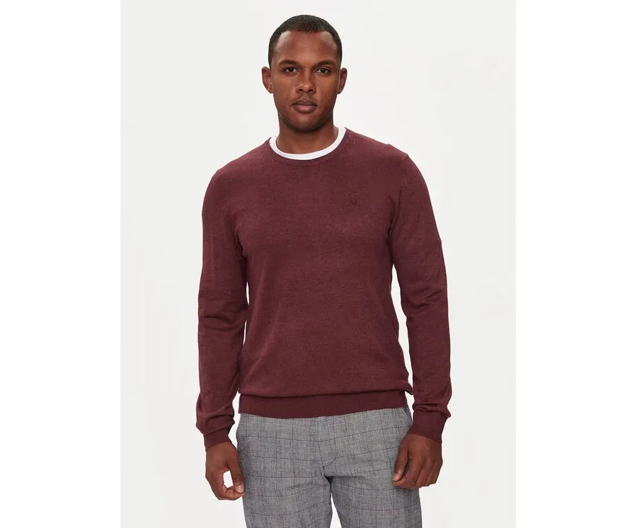 obrazek 1 Lindbergh Sweter 30-80043 Bordowy Slim Fit
