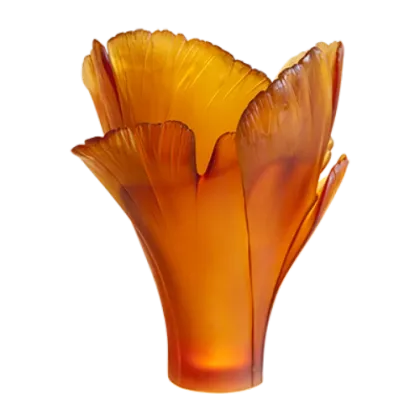 Zdjęcie Niepowtarzalny biały wazon w kształcie liści miłorzębu – marka Daum