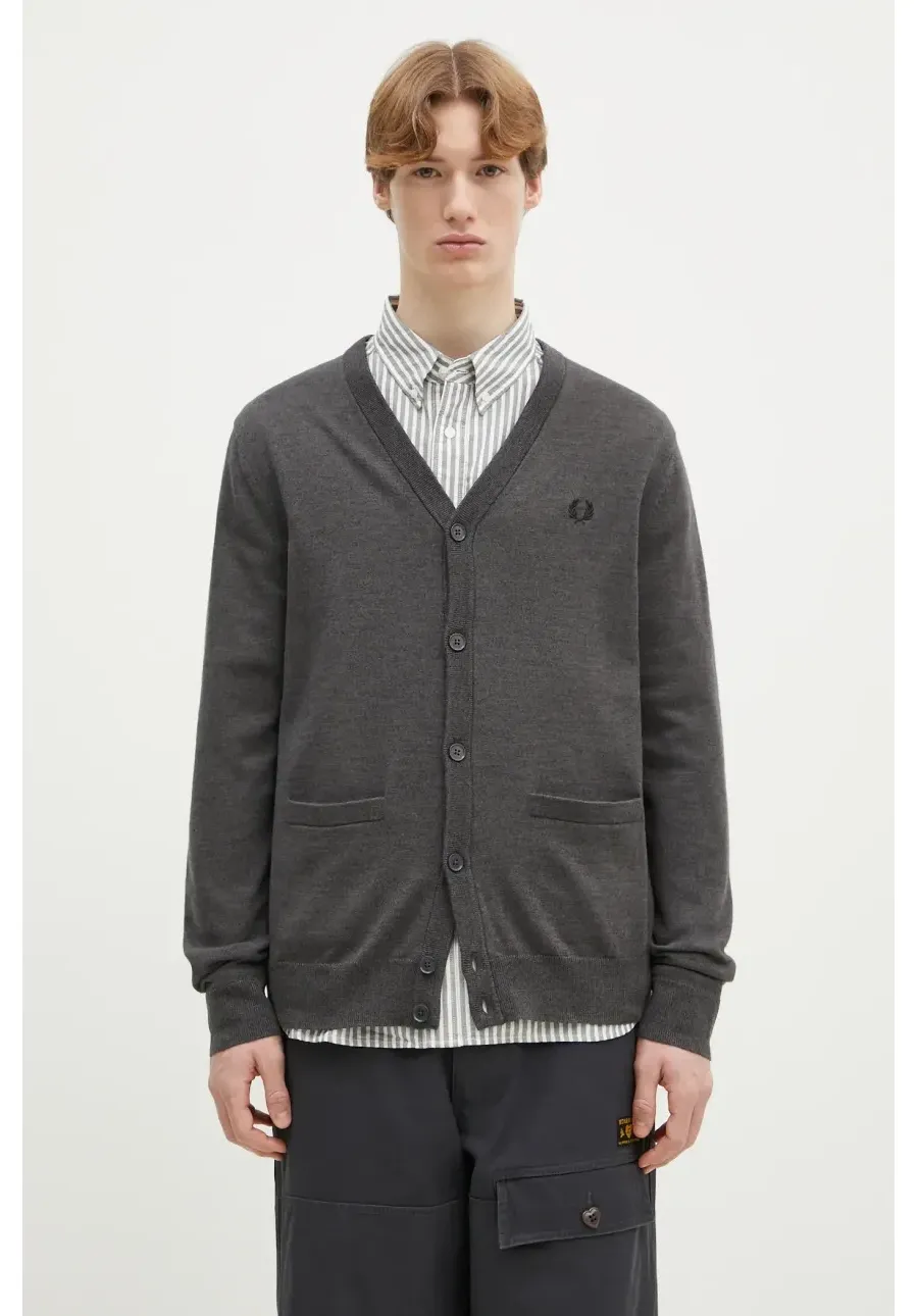 obrazek 1 Fred Perry kardigan wełniany męski kolor szary K9551.R85