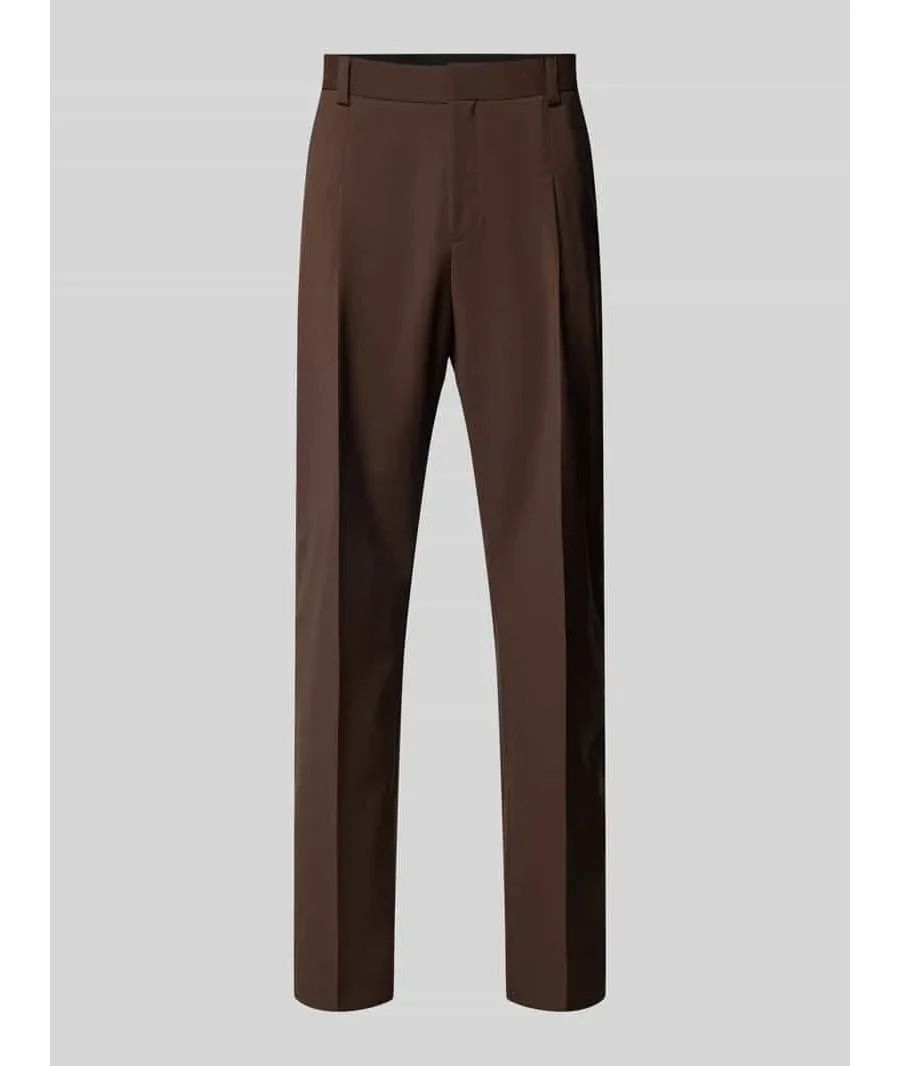 obrazek 1 Spodnie do garnituru o kroju slim fit z żywej wełny z zakładkami w pasie model ‘Theo’