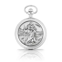 Picture Mechanical pocket watch decorated with the figure of Saint Christopher - a gift for a man