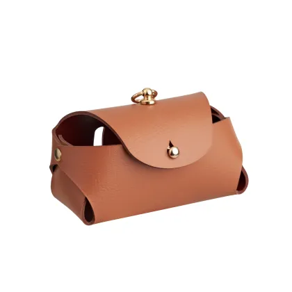 Picture Stylish case for dog excrement bags 9x4xH5 cm in cognac color