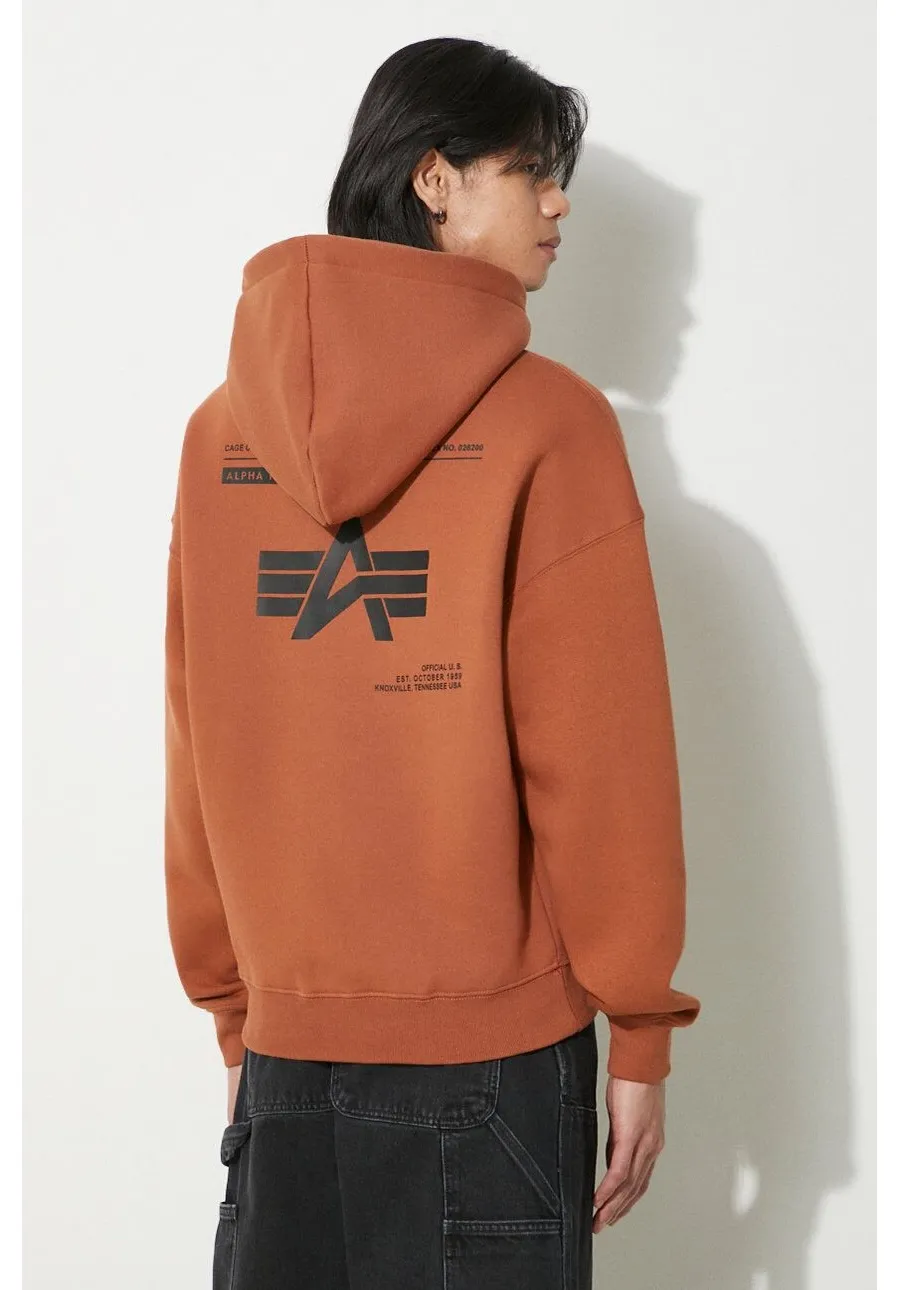 obrazek 1 Alpha Industries bluza Logo BP Hoody męska kolor brązowy z kapturem z nadrukiem 146336