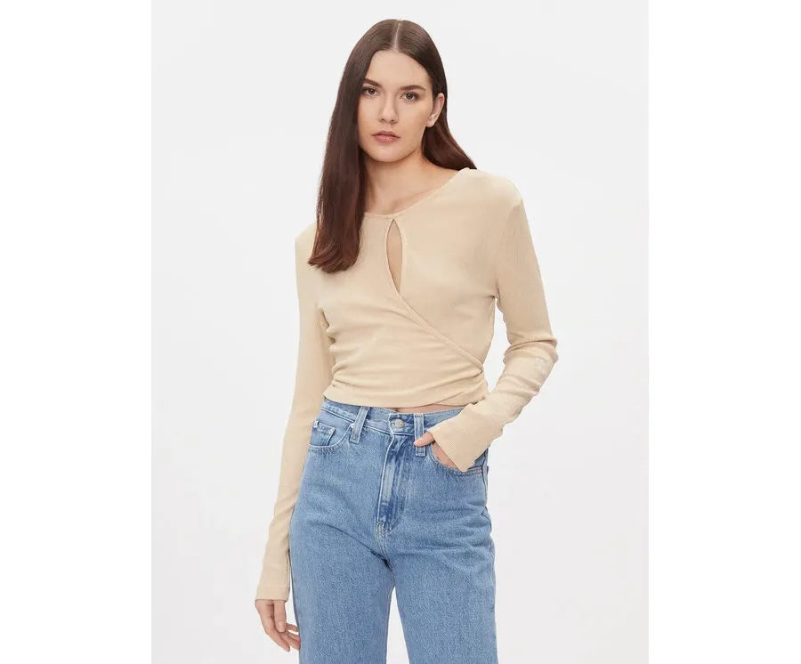 obrazek 1 Calvin Klein Jeans Bluzka J20J222559 Beżowy Slim Fit