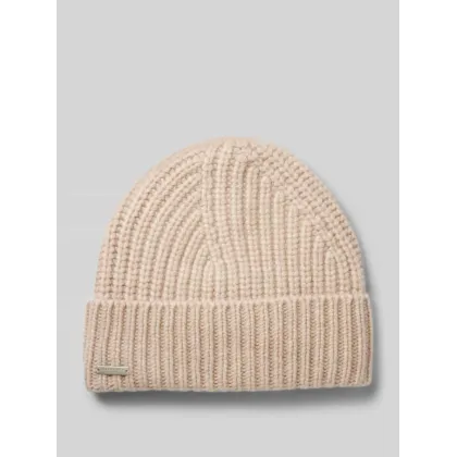 Zdjęcie Czapka beanie z czystego kaszmiru z detalem z logo