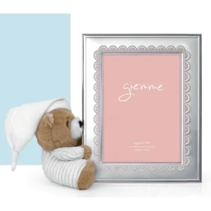 Picture Exclusive silver photo frame 13x18 cm decorated with a pink ruffle pattern