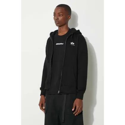 Zdjęcie Alpha Industries bluza Basic Zip Hoody SL męska kolor czarny z kapturem z nadrukiem 118342.03