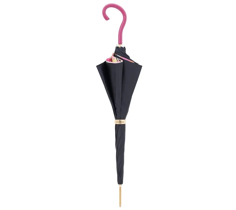 obrazek 2 Stylowy parasol damski w kolorze czarno-różowym – Pasotti