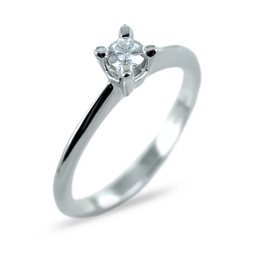obrazek 1 Średni pierścionek Solitaire ze złota z diamentem w oprawie