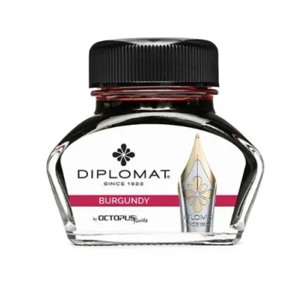 Picture Diplomat fountain pen ink in an inkwell - burgundy red, 30 ml