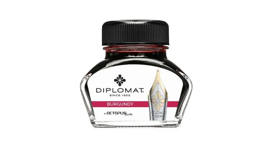 obrazek 1 Atrament do piór wiecznych Diplomat w kałamarzu - bordowa czerwień, 30 ml