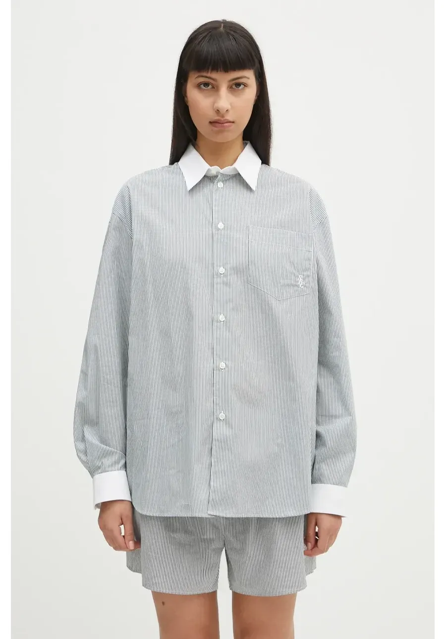 obrazek 1 Sporty & Rich koszula bawełniana Src Oversized damska kolor zielony relaxed z kołnierzykiem klasycznym SI019606302ST71