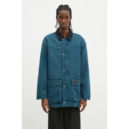 Zdjęcie Carhartt WIP kurtka bawełniana OG Santa Fe Coat kolor turkusowy przejściowa I034314.2NC4O