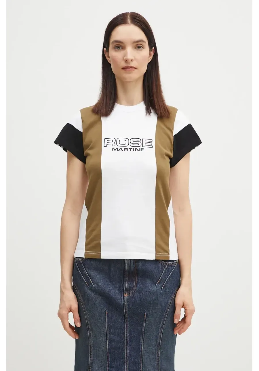 obrazek 1 Martine Rose t-shirt bawełniany Shrunken Panelled damski kolor biały 652JE01000D