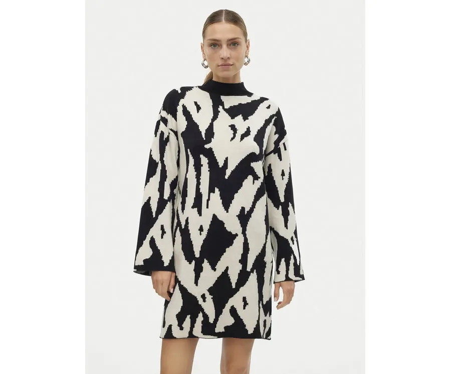 obrazek 1 Vero Moda Sukienka dzianinowa Gold New Art 10311362 Czarny Regular Fit