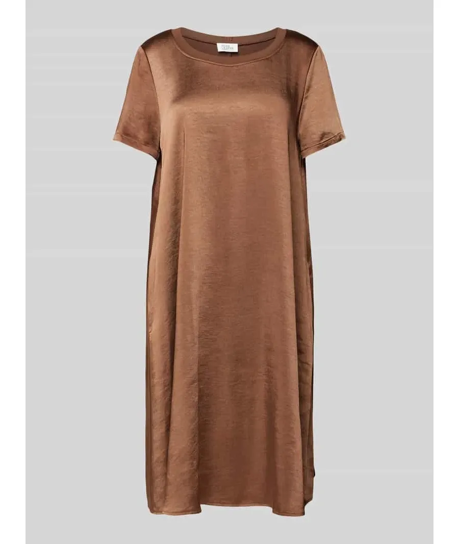 obrazek 1 Sukienka do kolan z prążkowanym, okrągłym dekoltem