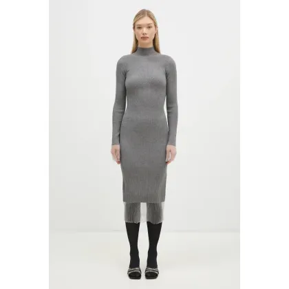 Zdjęcie Sportmax sukienka wełniana Alibi kolor szary midi dopasowana 2422326022600