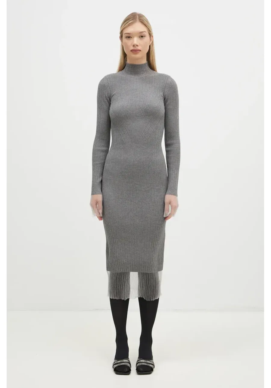obrazek 1 Sportmax sukienka wełniana Alibi kolor szary midi dopasowana 2422326022600