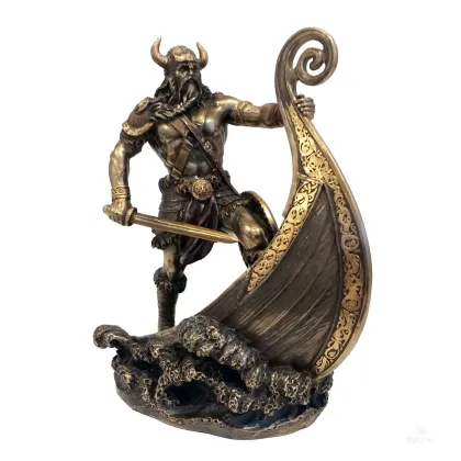 Zdjęcie Statuetka wikinga w okręcie - oryginalna dekoracja