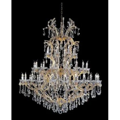 Zdjęcie Żyrandol Mariateresa z pozłacaną metalową ramą pokrytą szklanymi ramionami i przezroczystymi kryształowymi zawieszkami - Il Paralume Marina