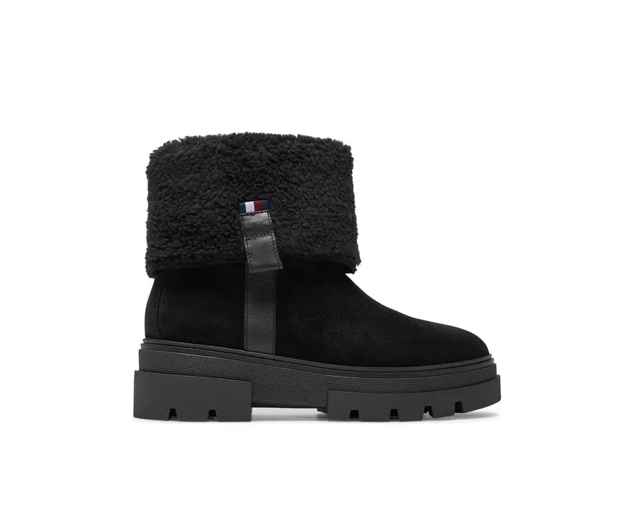 obrazek 1 Tommy Hilfiger Botki Faux Fur Suede Roll-Down Boot FW0FW08158 Czarny