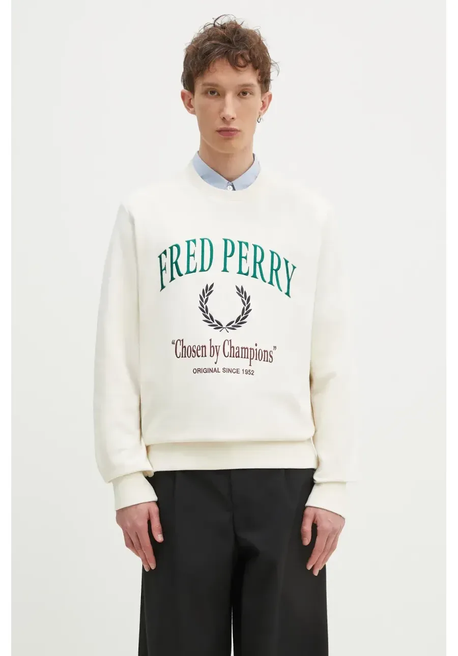 obrazek 1 Fred Perry bluza bawełniana męska kolor beżowy z aplikacją M9891.560