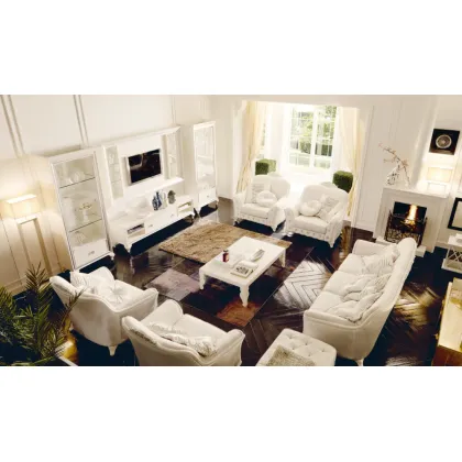 Zdjęcie Fotel z rzeźbionego drewna z poduszkami - Avenanti