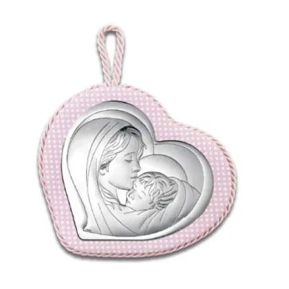 Picture A stylish music box in the shape of a blue heart with a depiction of Madonna and Child