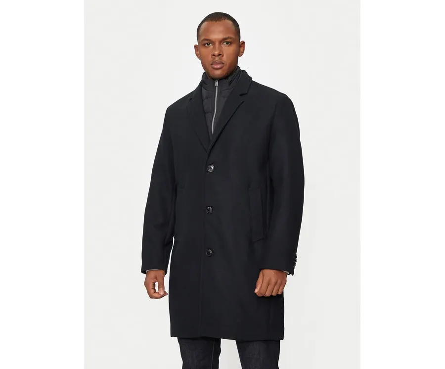 obrazek 1 Lindbergh Płaszcz wełniany 30-303046 Czarny Regular Fit
