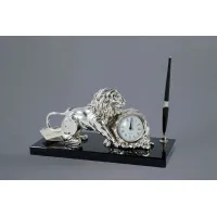 Picture Decorative figure of a lion with a clock and a pen - ArtBe