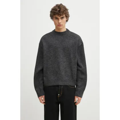 Zdjęcie MKI MIYUKI ZOKU sweter z domieszką wełny Mohair Blend Knit Crew męski kolor czarny ciepły MOHAIR.BLEND.KNIT.CR.BL
