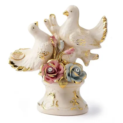 Picture A unique ceramic decoration with a pair of doves and roses