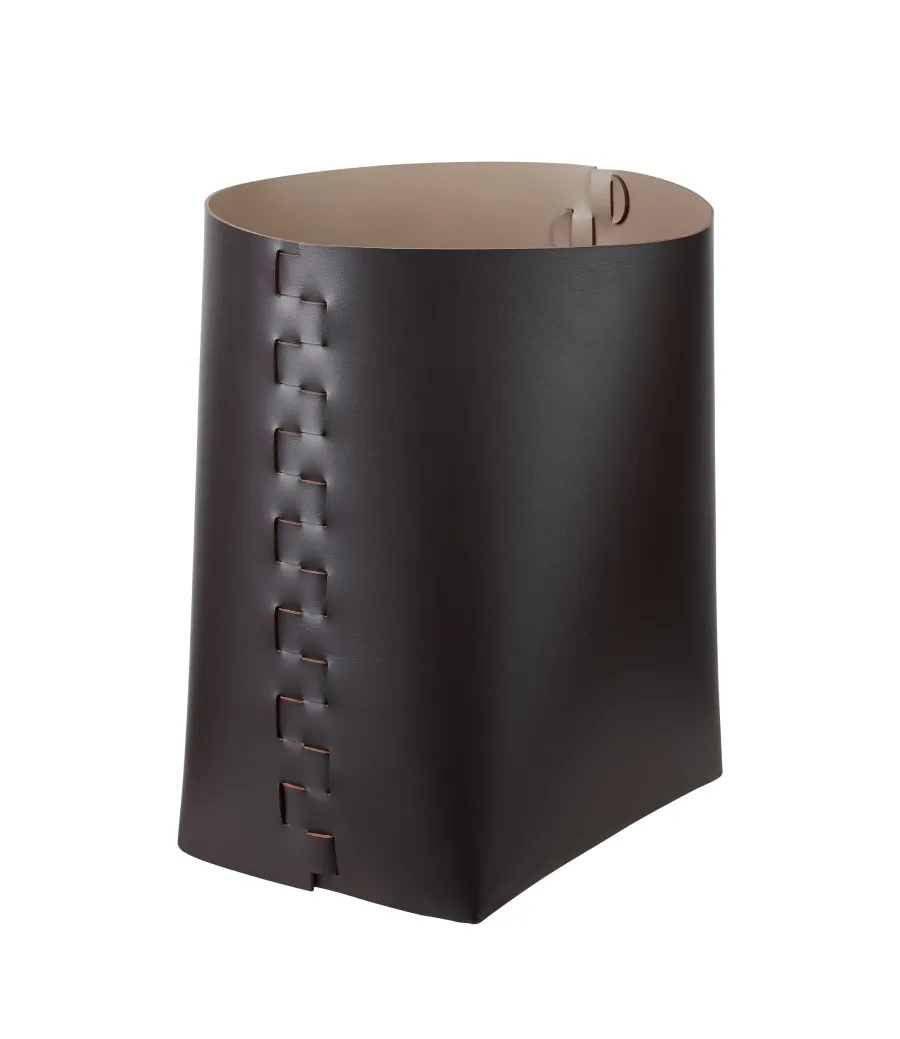 obrazek 1 Wysoki kosz Helena 35x30xH45 cm z naturalnej skóry w kolorze czekoladowym