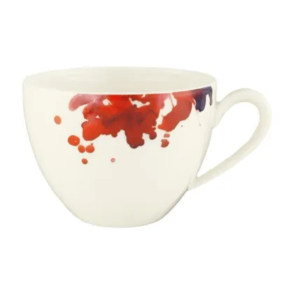 Zdjęcie Stylowa oryginalna filiżanka do cappuccino z porcelany zdobiona motywem kwiatu geranium – Tettau