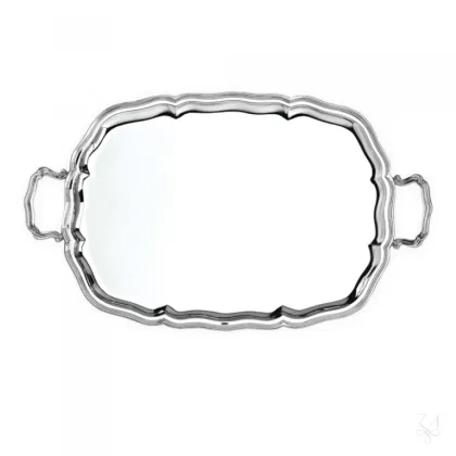 Zdjęcie Duża srebrna taca Settecento 58×46 cm z rączkami – Zaramella Argenti