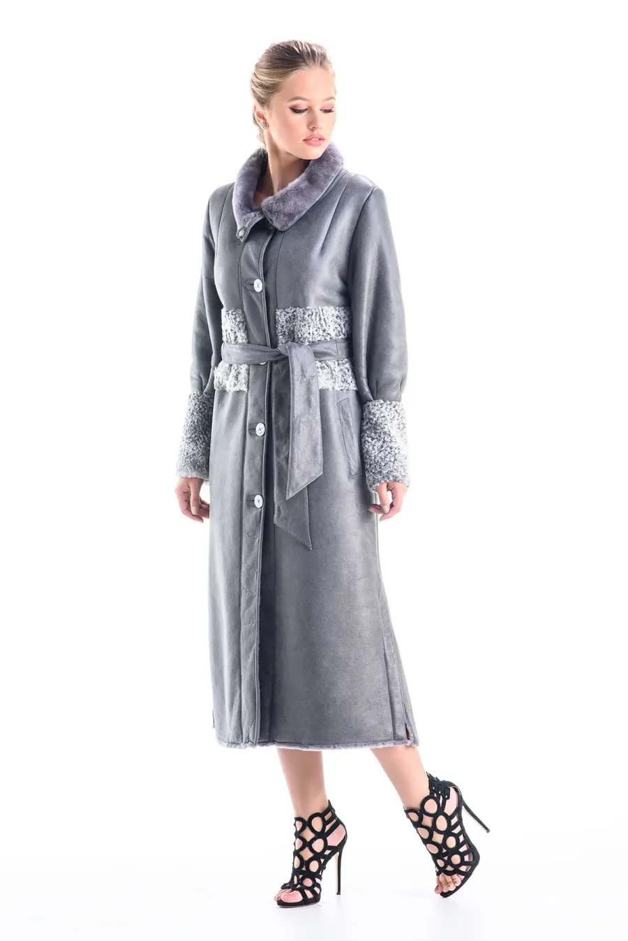 picture 4 Elegant long lambskin coat - A&A Vesa