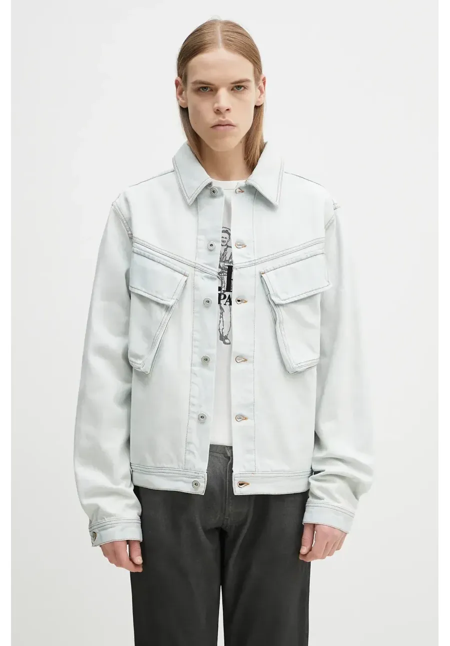 obrazek 1 Marcelo Burlon kurtka jeansowa Bleach Denim Cargo Jacket Light Blue No kolor niebieski przejściowa CMYE01HS25DEN0014000