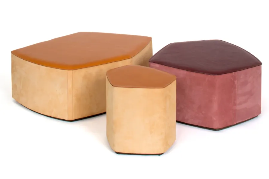 obrazek 3 Designerska skórzana mała pufa
