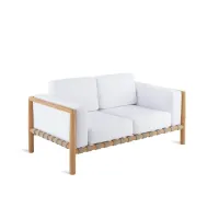 Picture Elegant two-seater Pevero sofa made of teak wood for the terrace