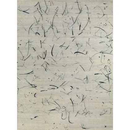 Picture Carpet with a linear pattern made of wool and silk