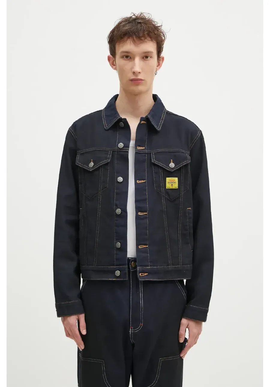 obrazek 1 ICECREAM kurtka jeansowa Oil Stained Trucker Jacket męska kolor niebieski przejściowa oversize ICW008