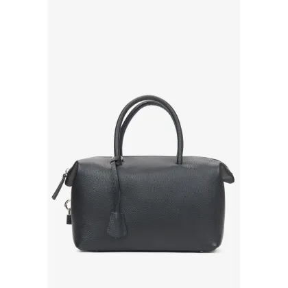 Zdjęcie Estro: Czarna torebka damska typu kuferek z włoskiej skóry naturalnej Premium