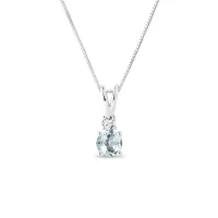Zdjęcie Naszyjnik z białego 14-karatowego złota z diamentem i akwamarynem KLENOTA