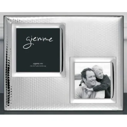 Picture Stylish silver frame for two photos, dimensions 8x8 cm