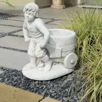 Picture A vase decorated with a figurine of a boy with a wheelbarrow for the garden - Italpark